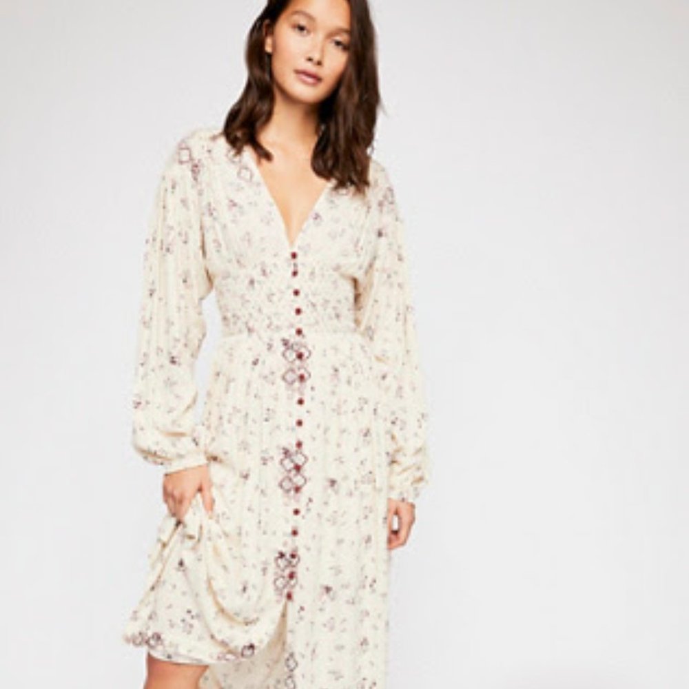 Free People Wildflowers Embroidered Maxi Dress